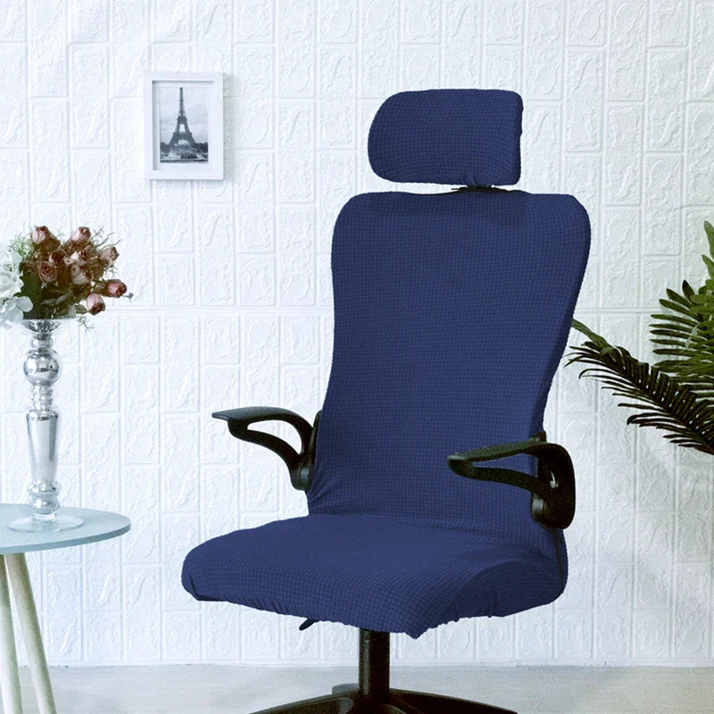 Afralia™ Waffle Grid Chair Cover | Solid Color Fleece Seat Case | Waterproof & Stretch_office Home Chair Protector