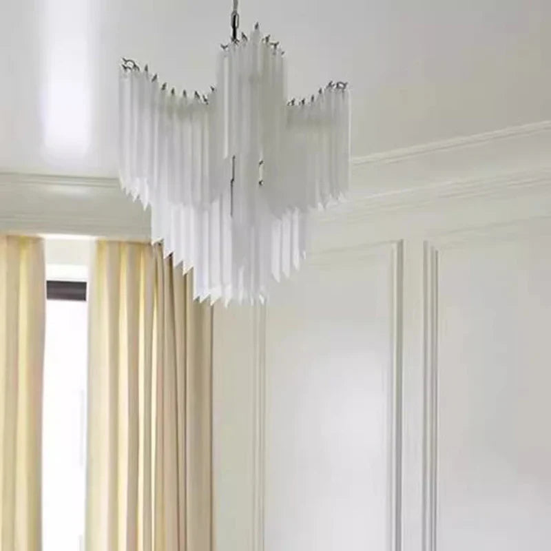 Afralia™ Luxury White Crystal Glass Chandelier for Elegant Villa Living Room Decor