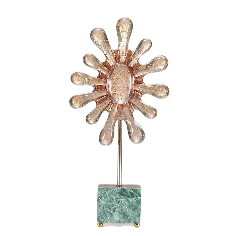 Afralia™ Resin Sunflowers Geometric Ornament Decor for Room, Abstract Gradient Sun Figurines