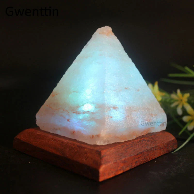 Afralia™ Crystal USB Salt Lamp Hand Carved Triangle Purifier Night Light