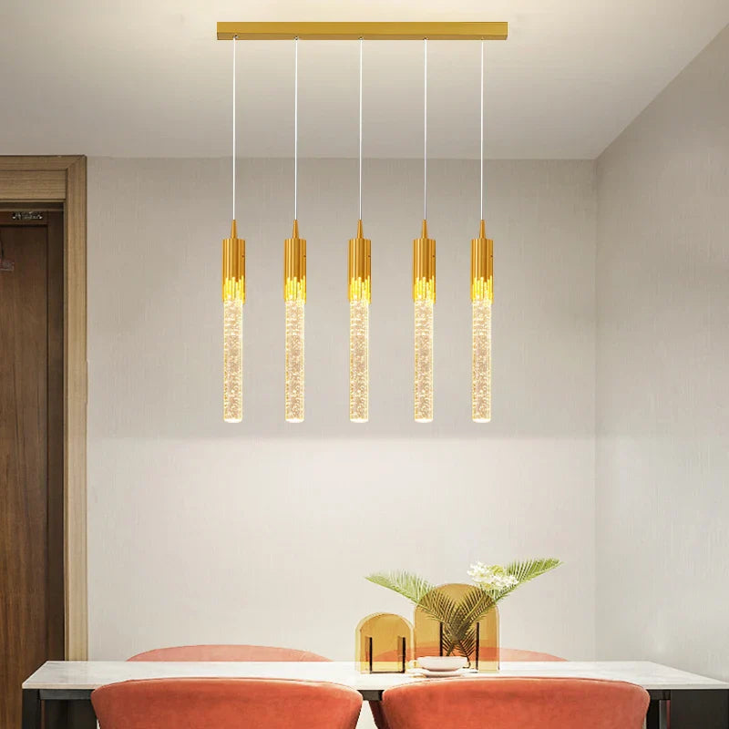 Afralia™ Gold Crystal LED Chandelier: Modern Dining Room Lamps, Hanging Kitchen Ceiling Light