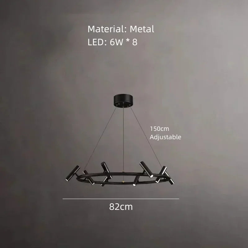 Afralia™ Nordic Black Metal LED Chandelier: Adjustable Pendant Light for Home Decoration