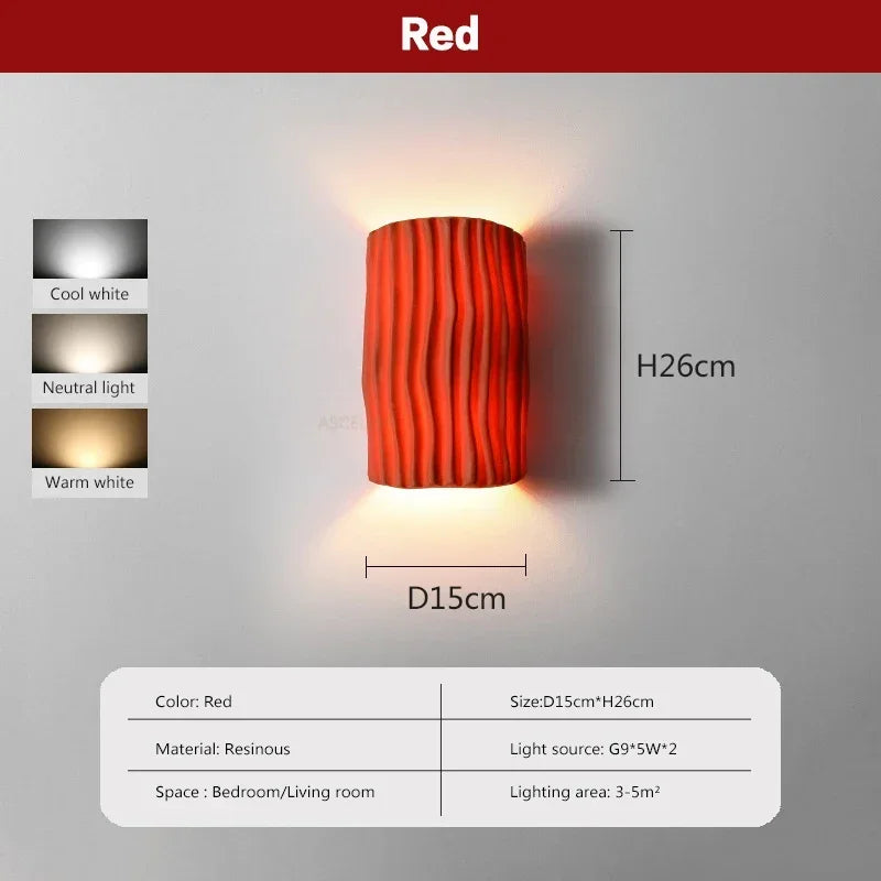 Afralia™ Nordic Wave Resin Wall Lamp Double Head LED Sconces for Home Decoration