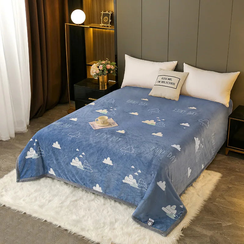 Afralia™ Plush Reversible Wide Edge Velvet Blanket: Luxurious & Skin-friendly Sofa and Office Nap Blanket