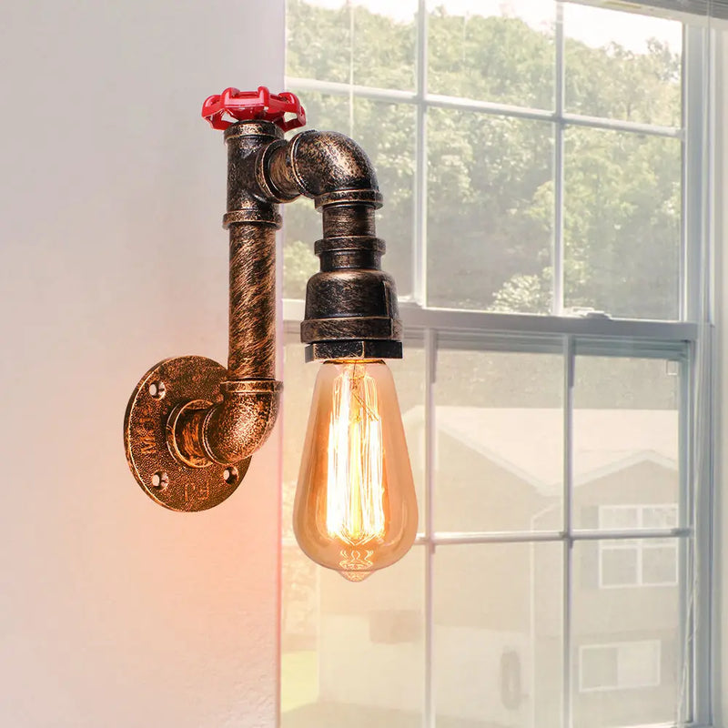 Afralia™ Vintage Industrial LED Water Pipe Wall Light for Home Cafe Bar Bedroom Decor