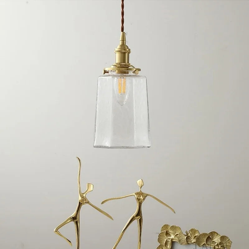 Afralia™ Copper Glass LED Pendant Lights Modern Hanging Lamp for Bar Bedroom Living Room