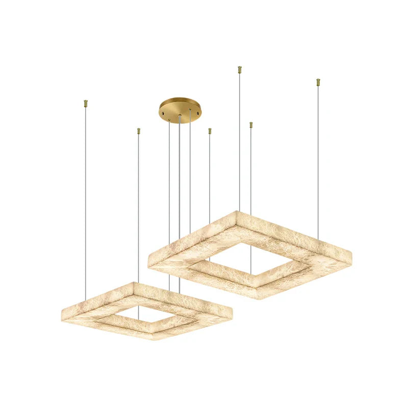 Afralia™ Dimmable LED Gold Chrome Marble Chandelier With Alabaster Pendant Light