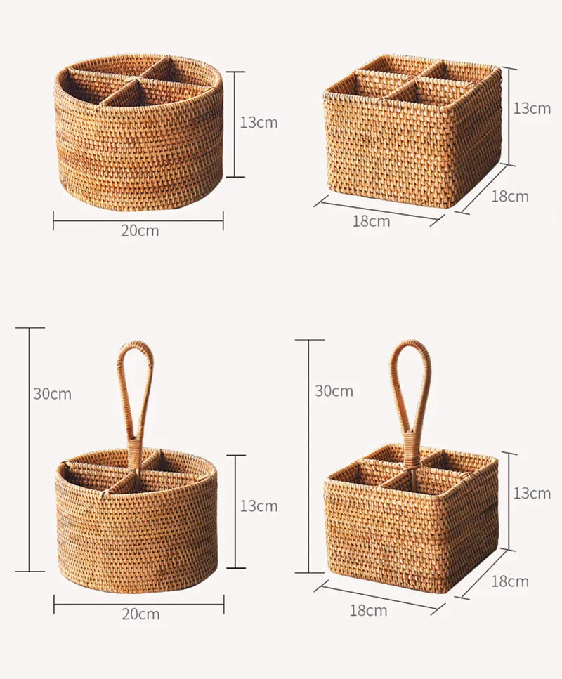 Afralia™ Rattan Storage Box: Organizer with Handle for Home & Office