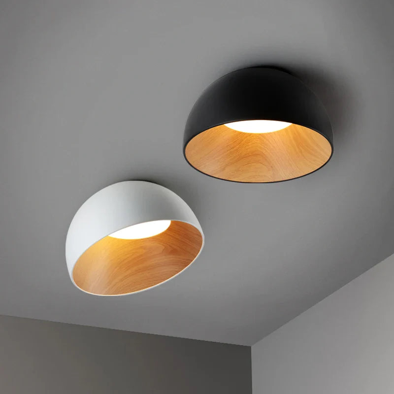 Afralia™ Wood Grain Bevel Ceiling Lamp for Corridor Bedroom Living Room