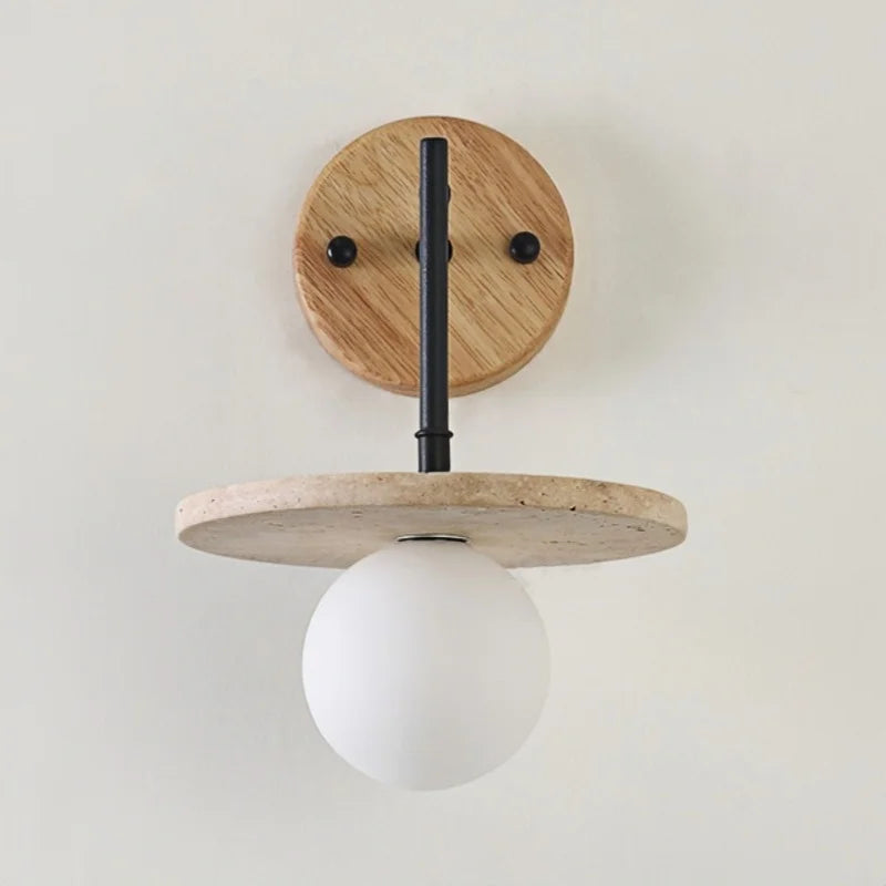 Afralia™ Yellow Travertine LED Wall Lamp Iron Pull Chain Nordic Stair Light Fixtures