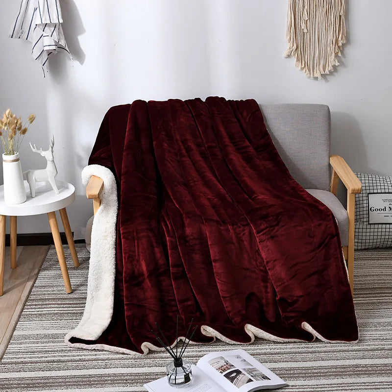 Afralia™ Flannel & Lamb Wool Blanket: Super Soft Cozy Quilt for Home Office Sofa
