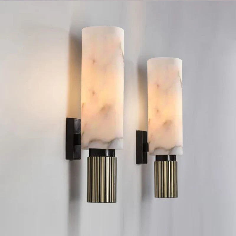 Afralia™ Modern Marble Wall Lamp with Copper Finish for Foyer, Villa, Bedroom Elegance