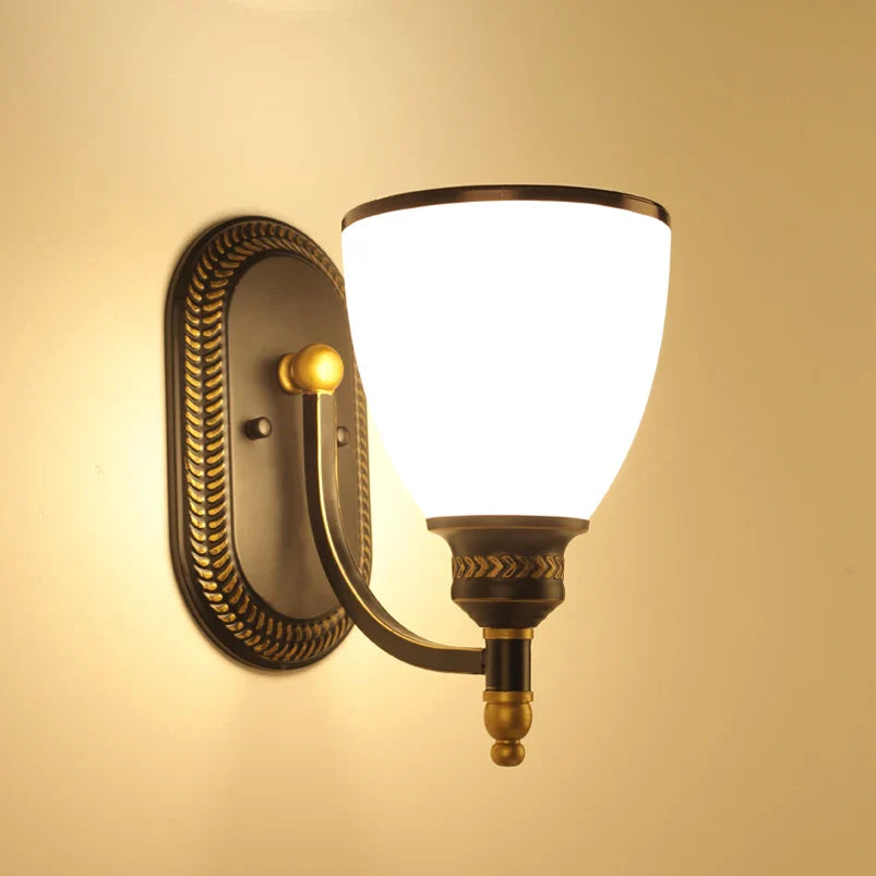 Afralia™ Retro Glass Wall Lamp for Bedroom, Living Room, and Bathroom