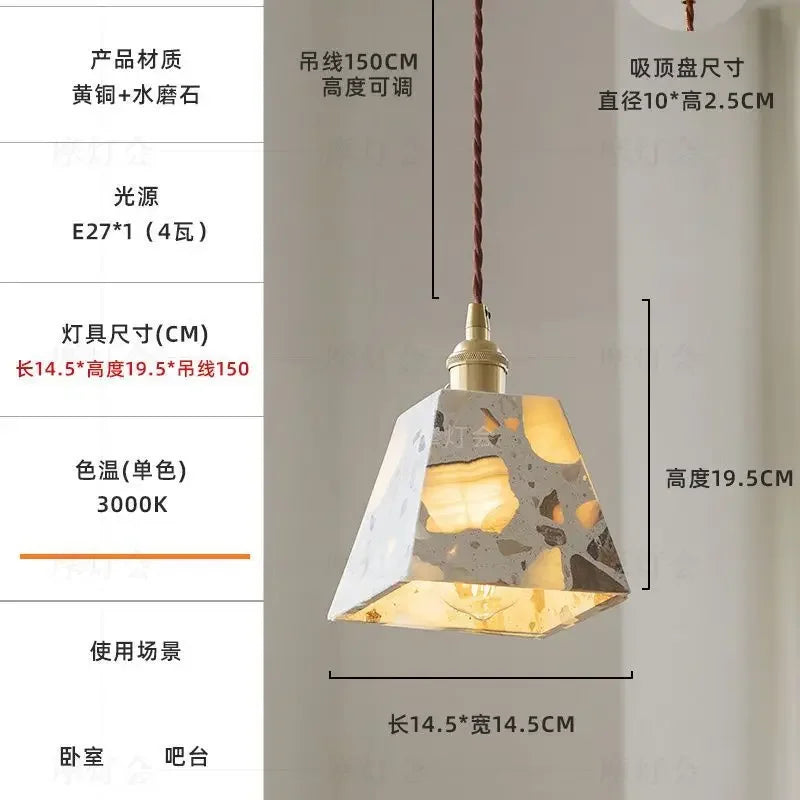 Afralia™ Cement Marble Chandelier Table Lamp for Bedroom, Restaurant, and Living Room