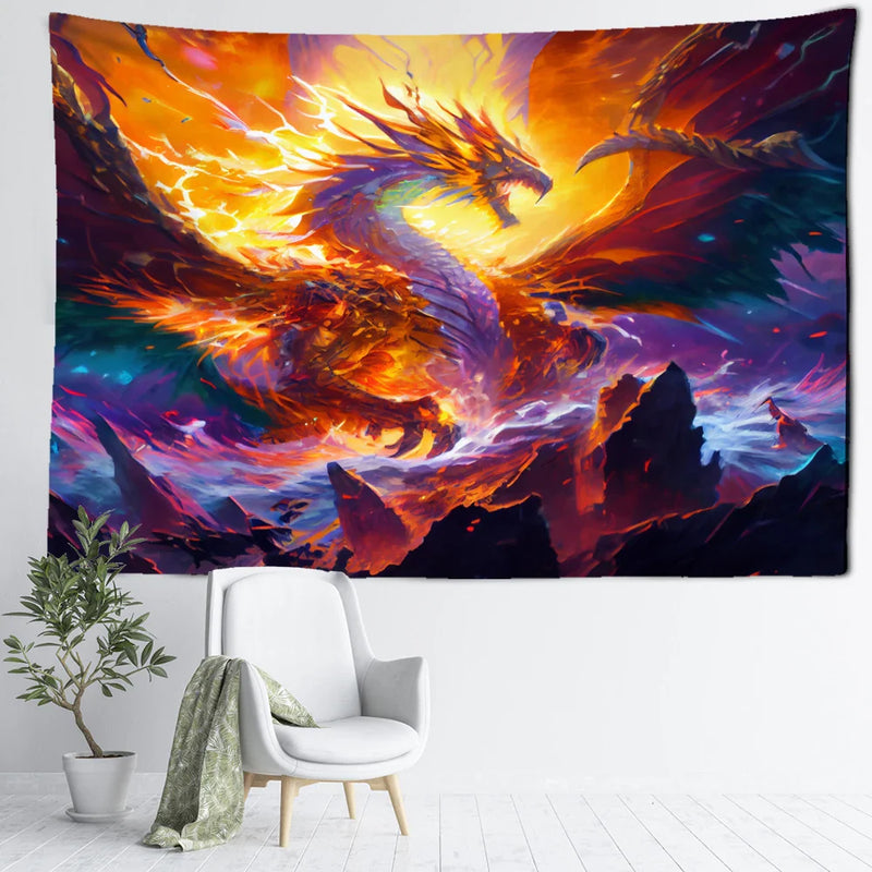 Afralia™ Mysterious Witchcraft Dragon Tapestry Wall Hanging Home Decor