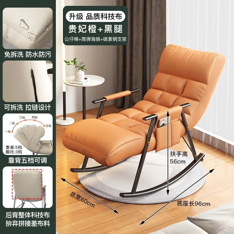 Afralia™ Nordic Rocking Chair Recliner for Balcony, Lazy Home Sofa, Adult Single Seat