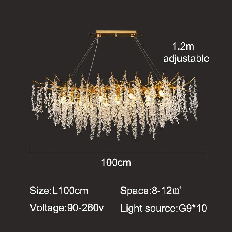 Afralia™ Luxury Crystal Chandelier LED Pendant Light for Home Decor and Lighting