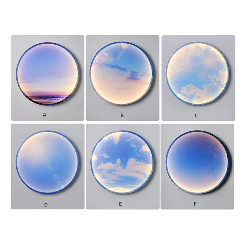 Afralia™ Circular Ring Sky Blue White Cloud Wall Lamp for Living Room Baby Bedroom