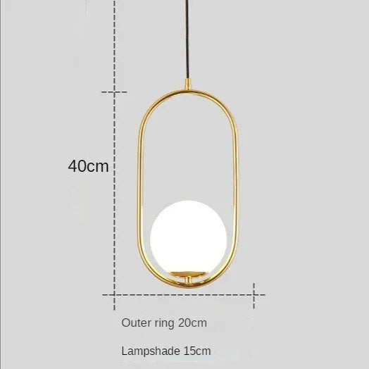 Afralia™ Gold Ring Glass Ball Pendant Light Fixture for Bedroom Living Room.