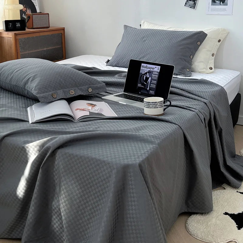 Afralia™ Soft Jacquard Satin Cotton Bed Sheet Single Bedsheet Smooth Cozy Cover