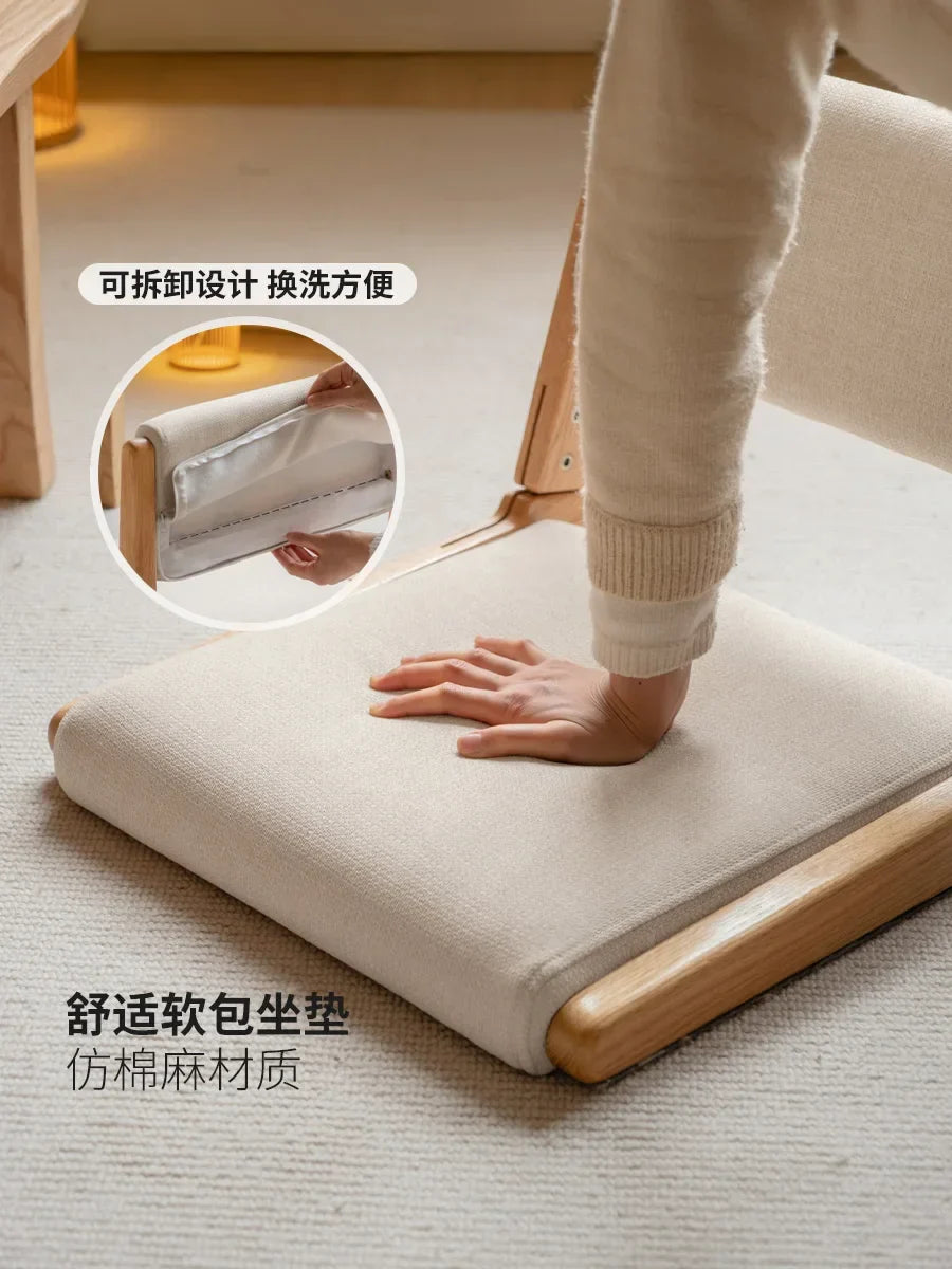 Afralia™ Solid Wood Legless Stool Tatami Armchair Washitsu Bay Window Seat