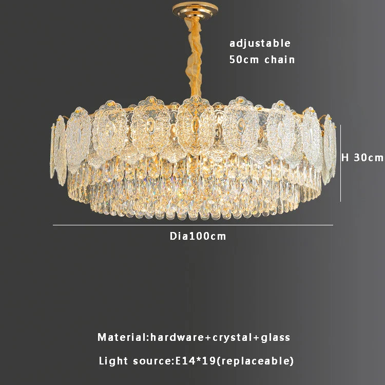 Afralia™ Gold Glass Dining Table Lamp | Modern Round Crystal Hanging Pendant Lights