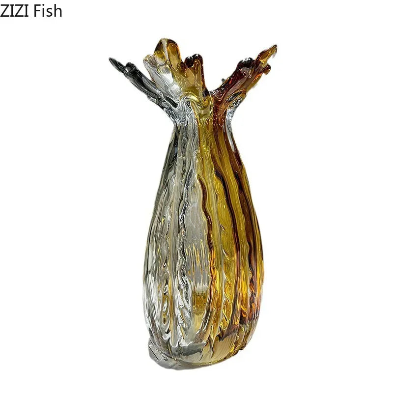 Afralia™ Glass Vase: Creative Flower Edge Decor for Desk, Home Decor, Crafts, Ornaments