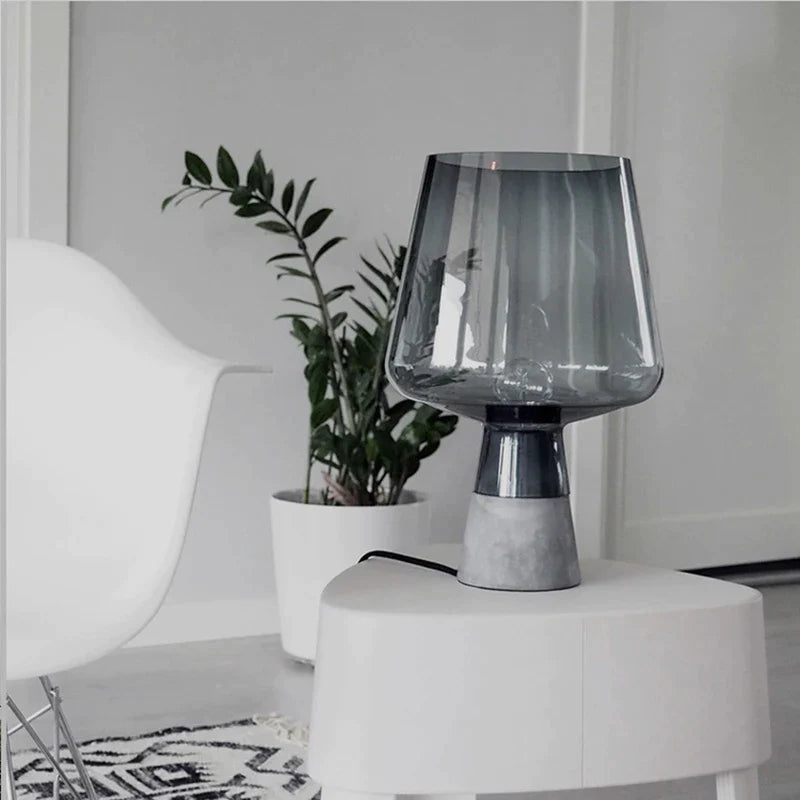 Afralia™ Leimu Amber Glass Table Lamp: Modern Nordic Design for Bedroom Living Room Decor