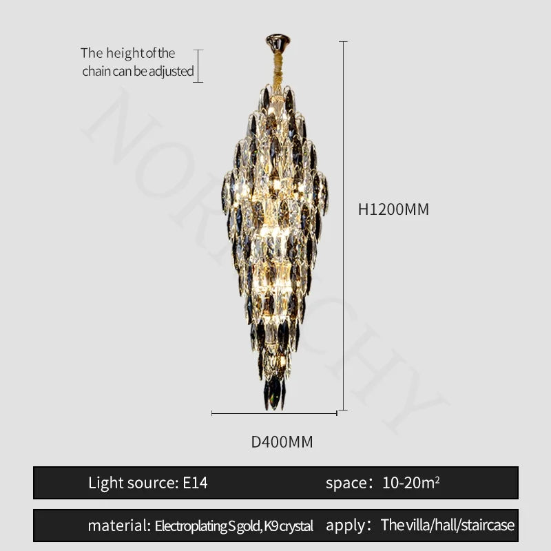 Afralia™ European Crystal Duplex Chandelier for Hotel Lobby Staircase & Villa Living Room