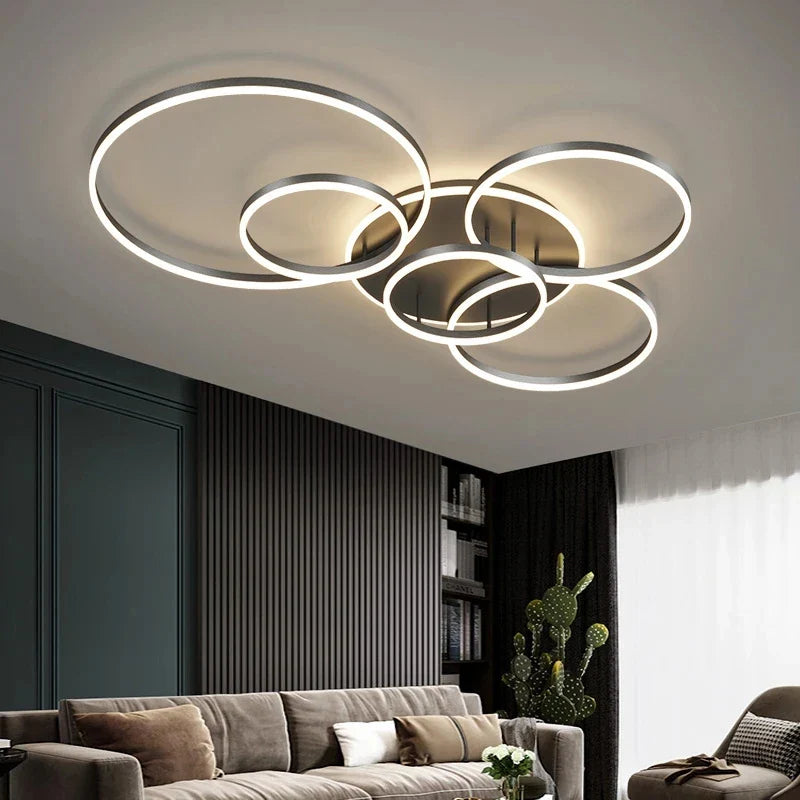 Afralia™ Aluminum Circle LED Chandelier Ceiling Light for Bedroom Living Room Kitchen