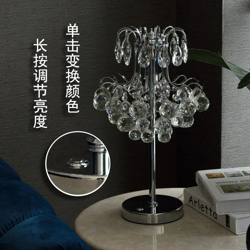 Afralia™ Crystal Table Lamp: Nordic Luxury LED Touch Dimming, Modern Bedroom Bedside Lighting