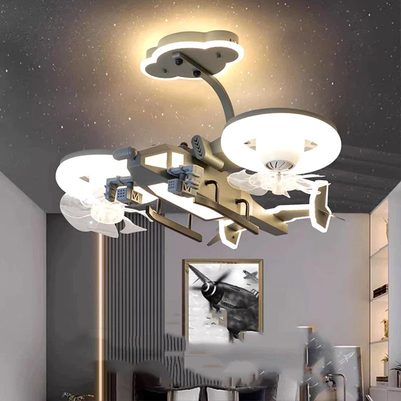 Afralia™ Kids Bedroom Ceiling Fan with Light, Remote Control - Modern LED Lamp