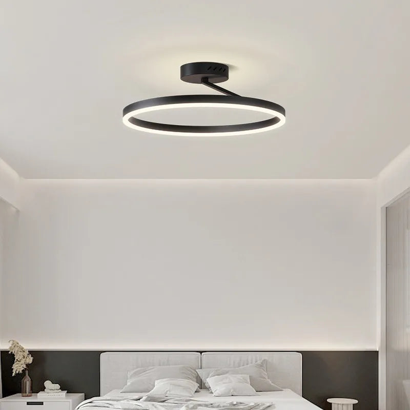 Afralia™ Minimalist Nordic LED Ceiling Chandelier in White/Black Aluminium