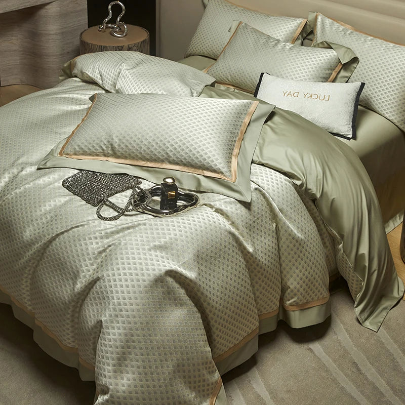 Afralia™ Luxury Yarn-dyed Jacquard Bedding Set: Duvet, Sheet, Pillowcases