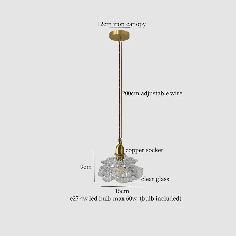 Afralia™ Small Flower LED Pendant Light - French Vintage Style for Bedroom, Living, Dining Room