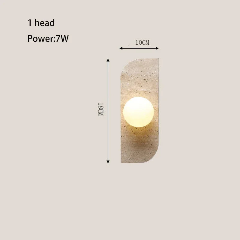 Afralia™ Travertine Stone Sconce Light with Glass Ball for Bedroom & Living Room