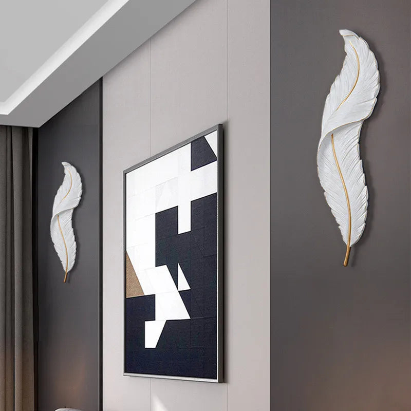 Afralia™ Nordic Feather LED Wall Lamp White Indoor Sconce Light for Bedroom, Living Room