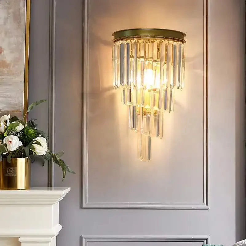 Afralia™ Glass Rod Crystal Wall Sconce: Modern Luxury Bedroom Living Room Light