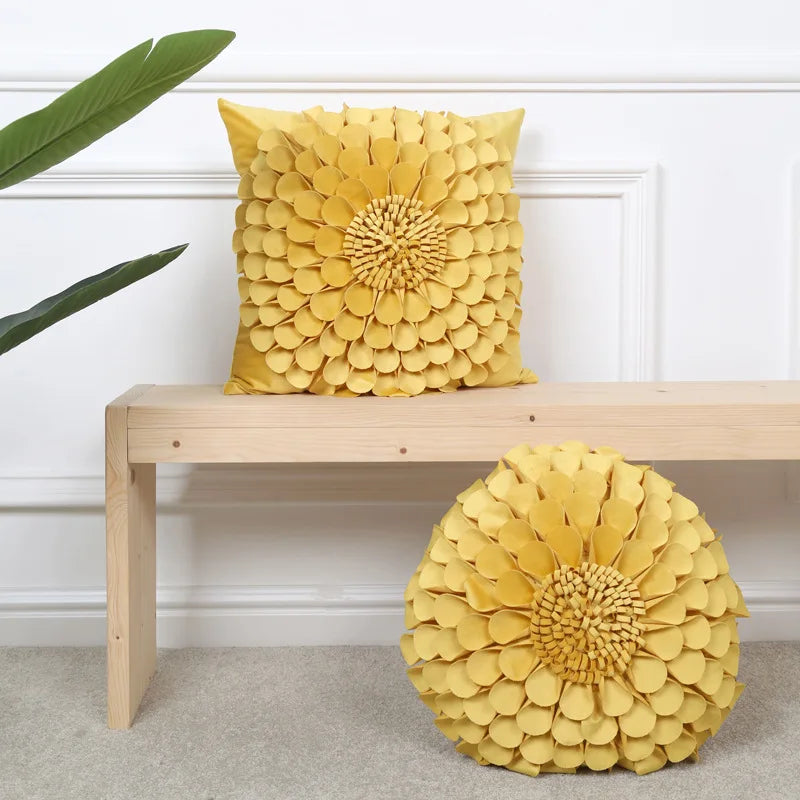 Chrysanthemum Patchwork Cushion Cover by Afralia™ - Luxurious Handmade Home Decor Pillows