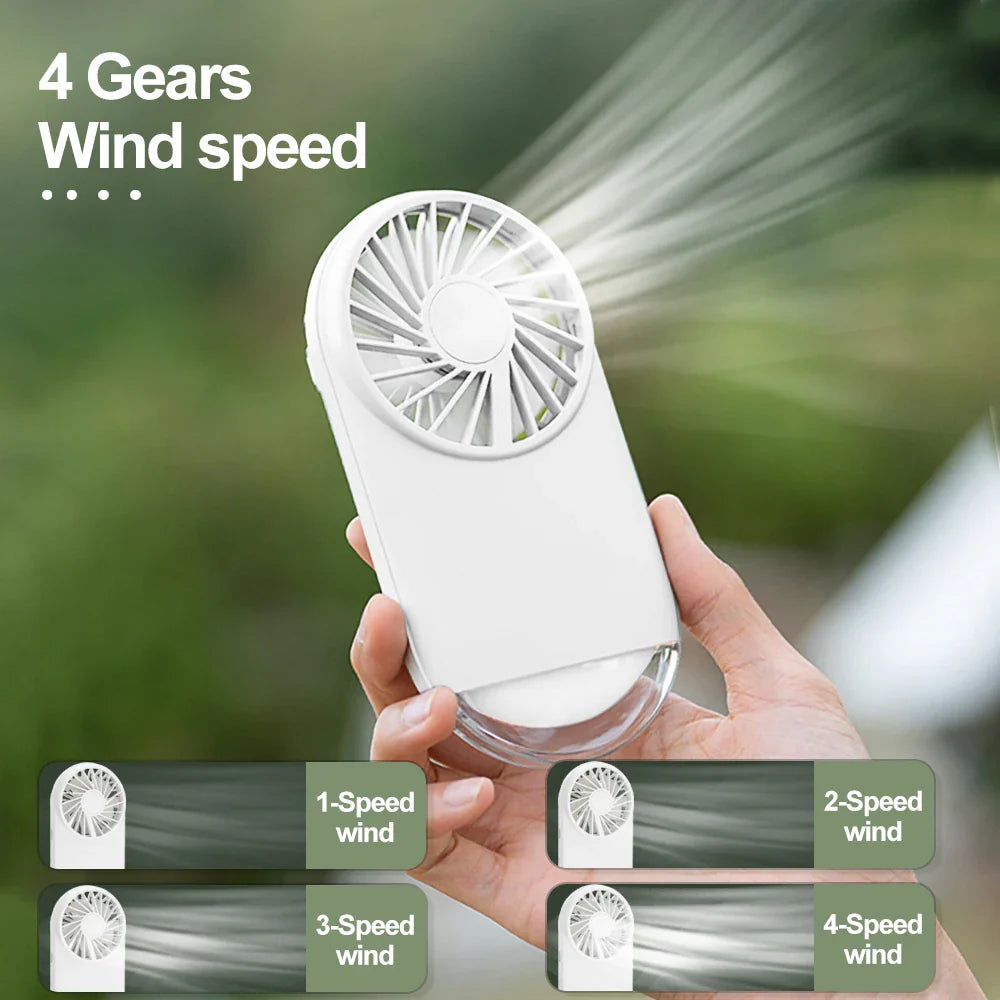 Afralia™ Mini Fan Night Light LED Rechargeable USB Portable Handheld Quiet Stand