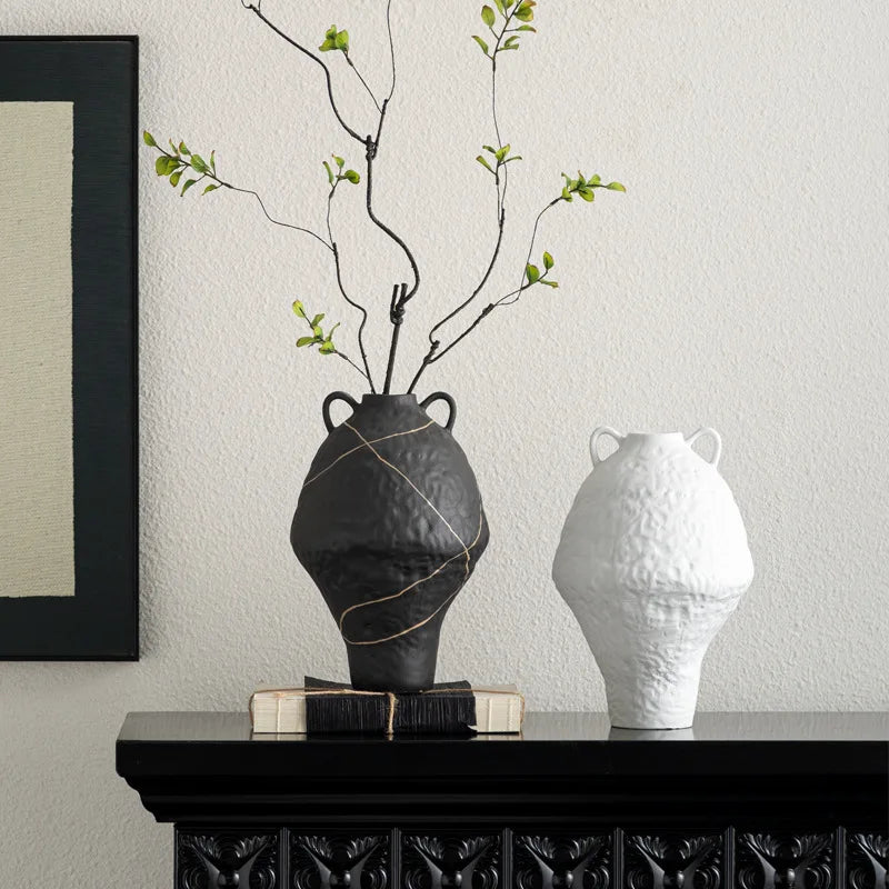 Afralia™ Vintage Graffiti Floral Vase - Home Decor Flower Arrangement Accessory