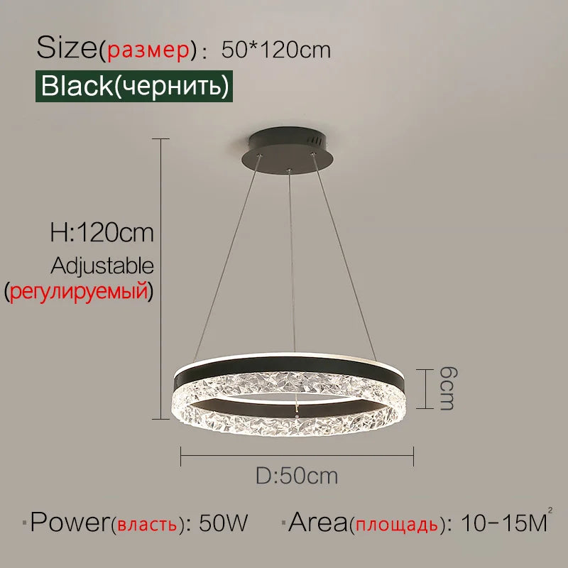 Afralia™ Crystal Ring LED Pendant Light - Modern Home Lighting for Bedroom and Restaurant