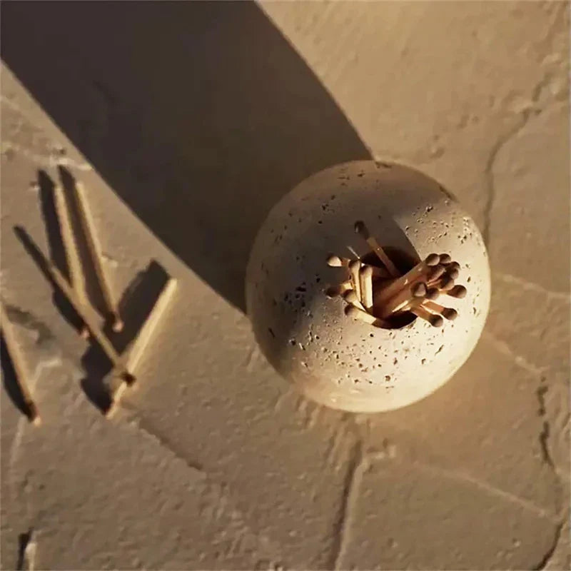 Afralia™ Travertine Matchstick & Toothpick Holder - Beige Home Decor