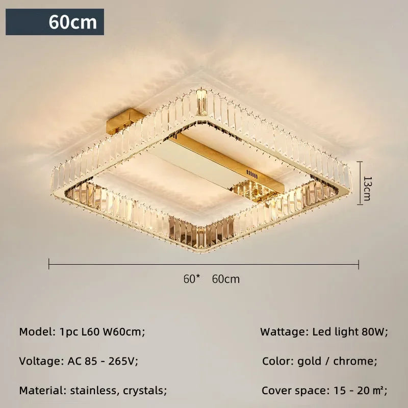 Afralia™ Crystal Dimmable Ceiling Light - Luxury Living Room Bedroom Lamp