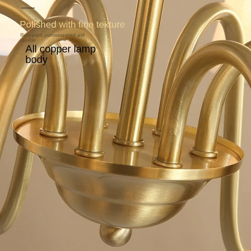 Afralia™ Luxury Fabric Copper Chandelier for Living Dining Room Kitchen
