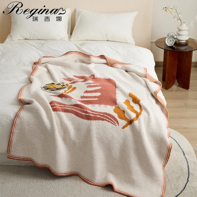 Afralia™ Kawaii Crocodile Pattern Throw Blanket