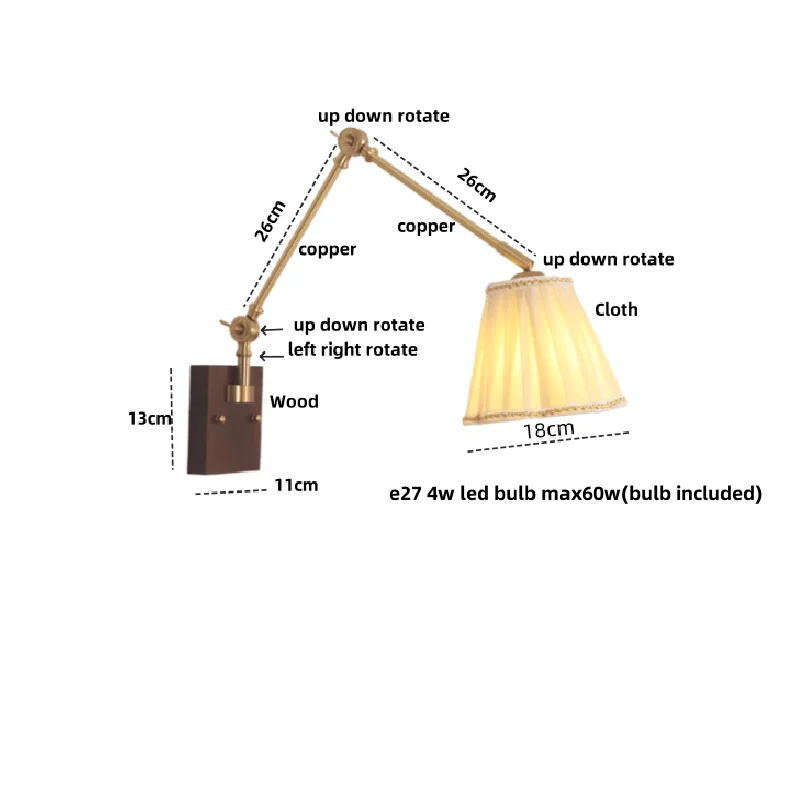 Afralia™ Wood Rotatable 2-Arm LED Wall Sconce with Pull Chain Switch