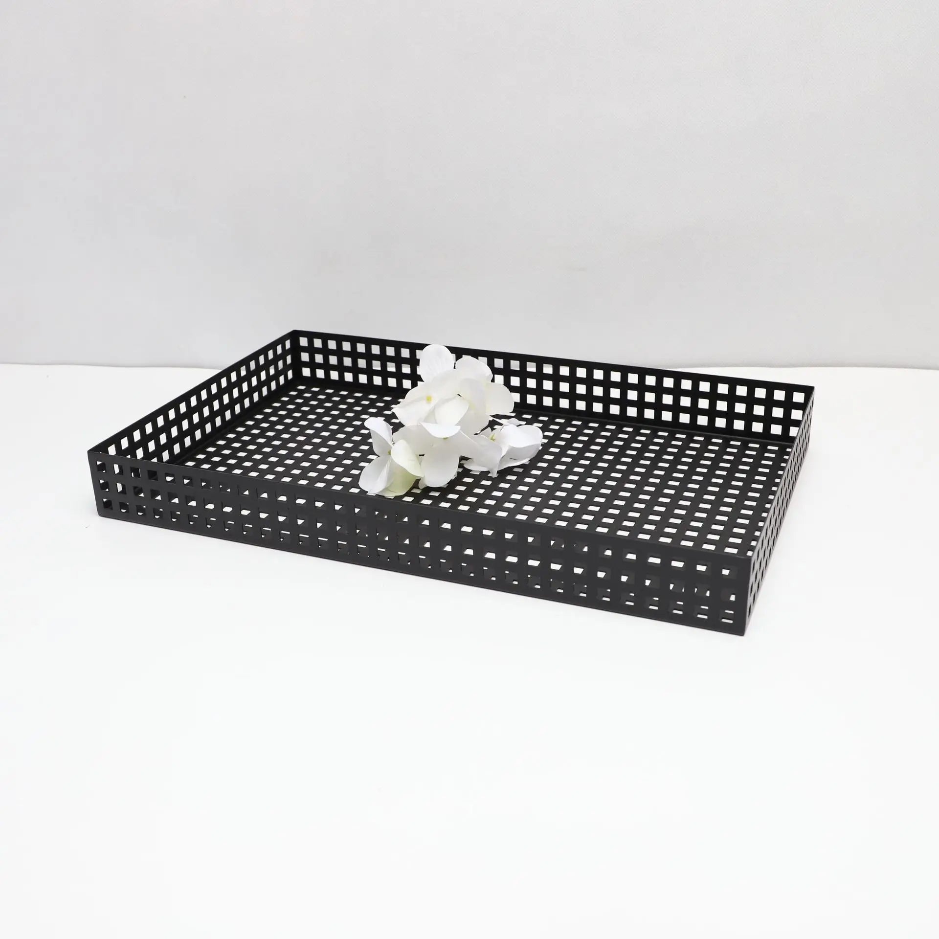 Afralia™ Metal Geometric Tea Tray Fruit Plate Storage Container.