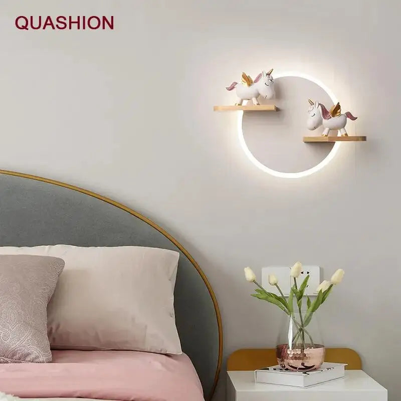 Afralia™ Unicorn Kids LED Wall Lamp - Nordic Cartoon Room Decor & Bedside Light