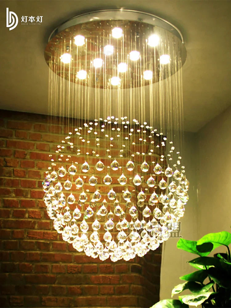 Afralia™ Modern Italian Crystal Ball Duplex Villa Chandelier Living Room Pendant Light